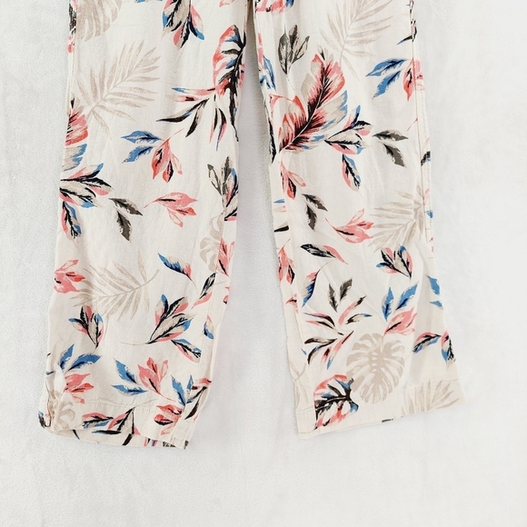 Briggs Women's Linen Blend Pant Tan Floral Pattern Lagenlook Summer Pants P730 - Picture 4 of 9